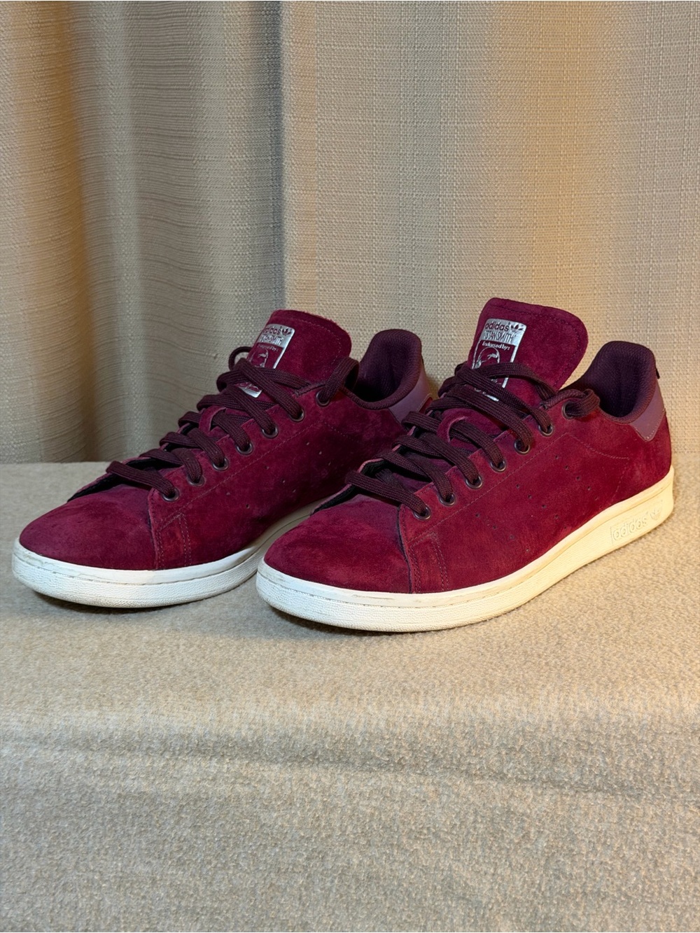 adidas Stan Smith Burgundy Suede Sneakers